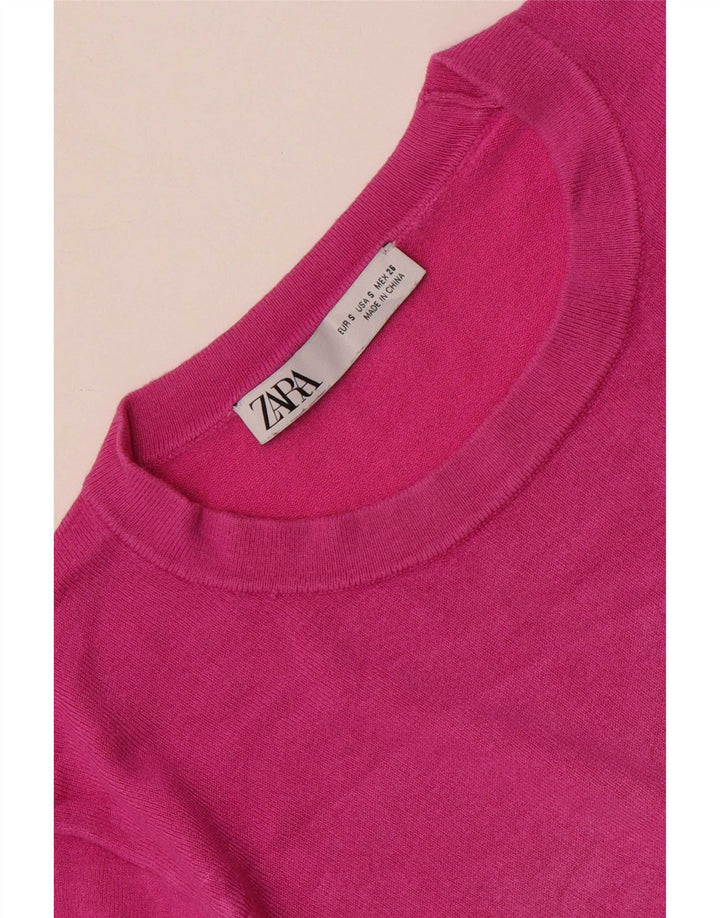 Zara Damen-Pullover mit Rundhalsausschnitt, Gr. 10, klein, Rosa