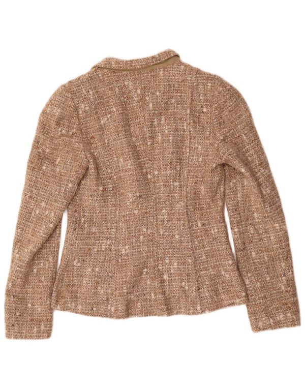 Benetton Damen-Blazer mit 3 Knöpfen, IT 42, mittelbraun geflecktes Acryl