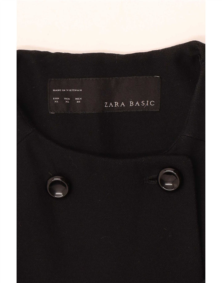 Zara Damen Zweireihiger Mantel UK 18 XL Schwarz