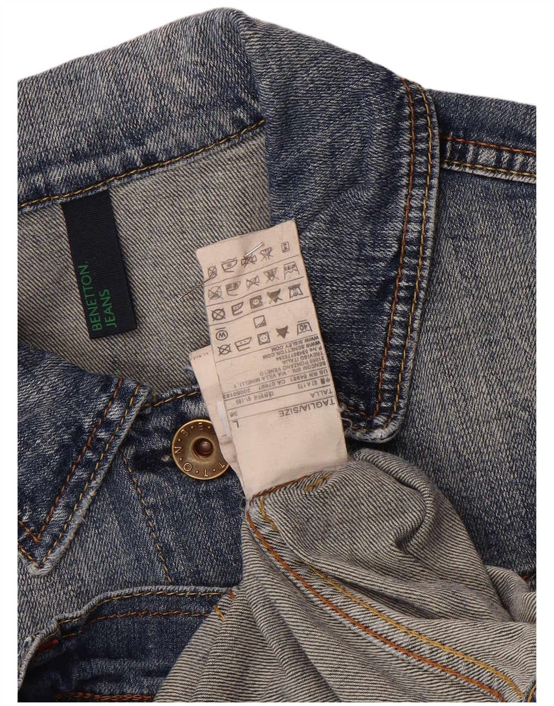 Benetton Damen Jeansjacke UK 14 Große blaue Baumwolle