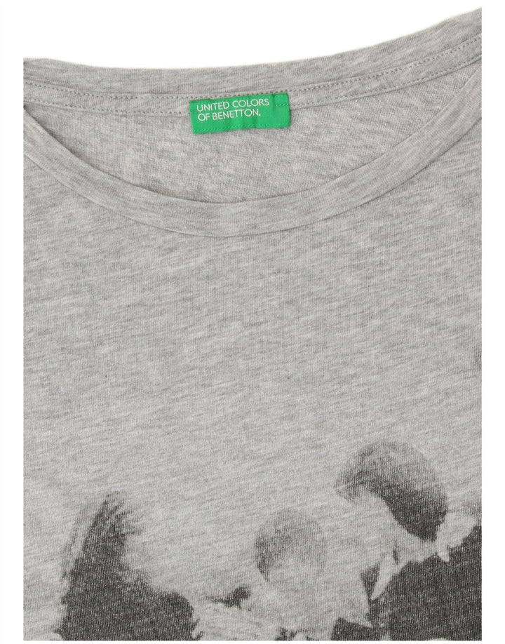 UNITED COLORS OF BENETTON Damen-T-Shirt mit Grafik, UK 14, Mittelgrau