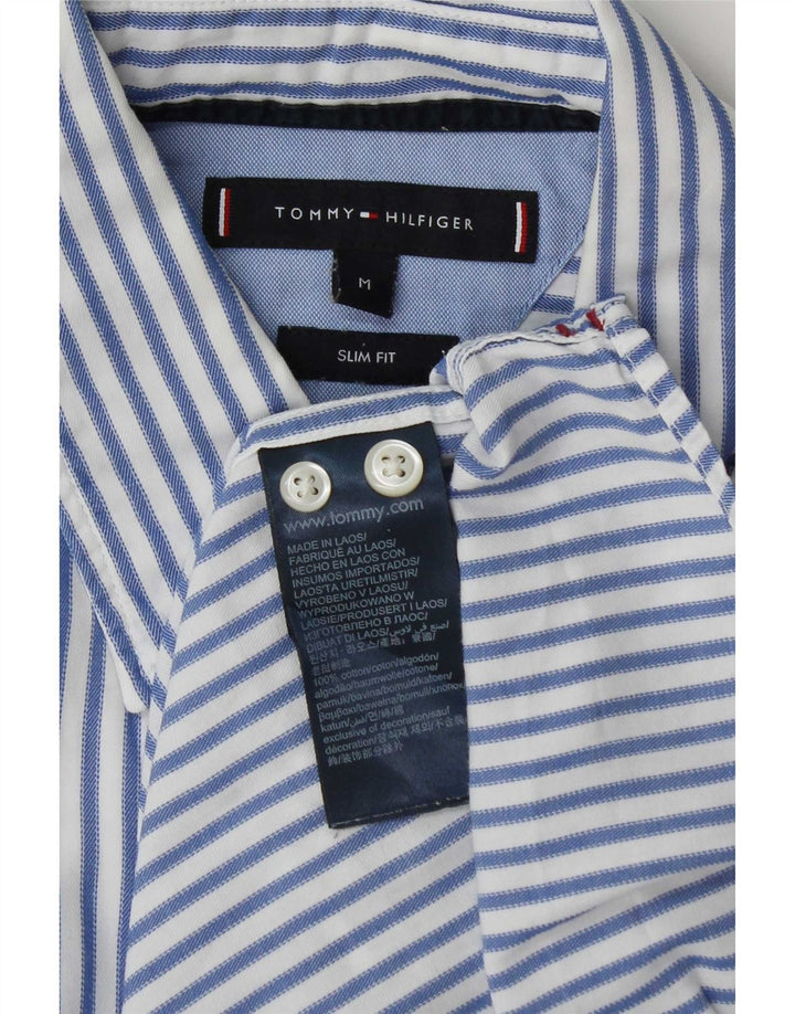 Tommy Hilfiger Herren-Slim-Fit-Hemd aus mittelblauer, gestreifter Baumwolle