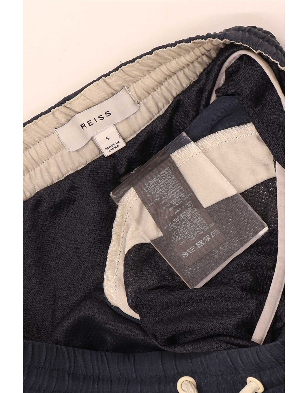 Reiss Herren-Badeshorts, klein, marineblaues Farbblock-Polyester