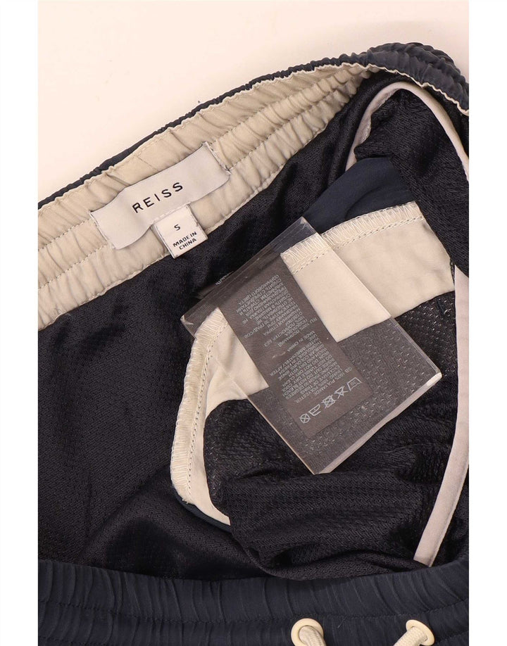 Reiss Herren-Badeshorts, klein, marineblaues Farbblock-Polyester