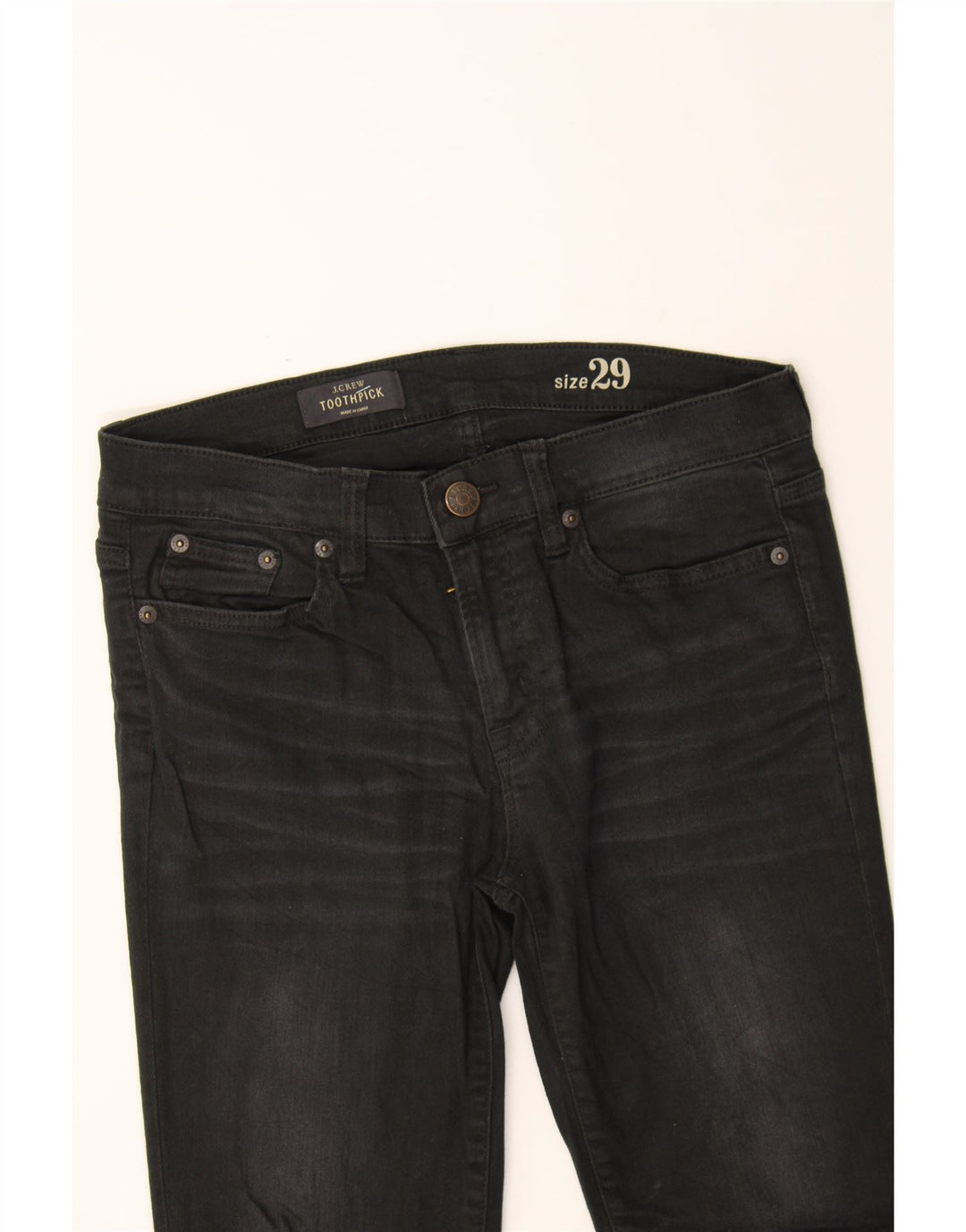 J. CREW Womens Toothpick Distressed Skinny Jeans W29 L28 Black Vintage J. Crew and Second-Hand J. Crew from Messina Hembry 