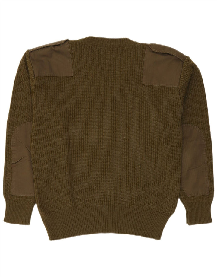 Vintage Herren Militär Pullover mit V-Ausschnitt Mittelgrün