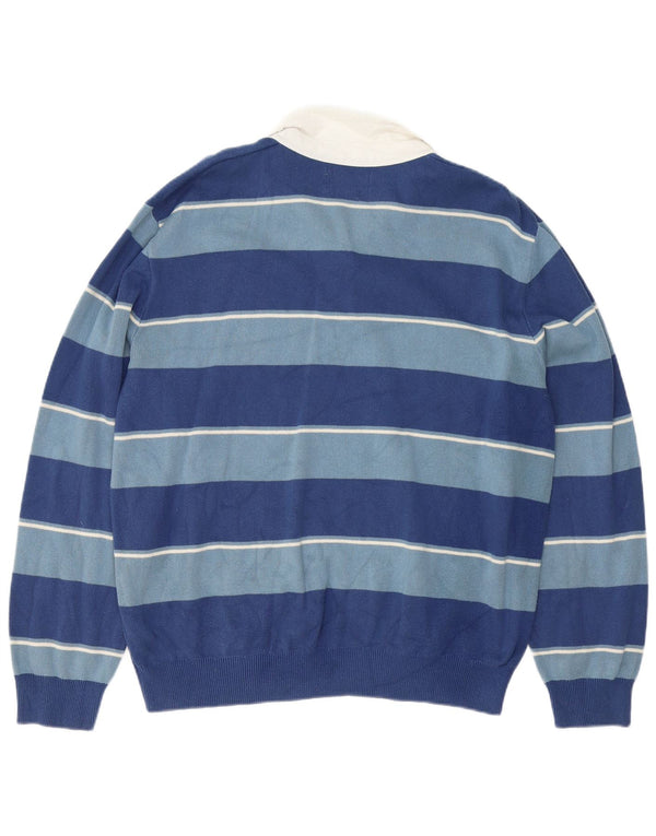 Marks & Spencer Herren-Pullover mit Rollkragen, XL, blau gestreift, Baumwolle