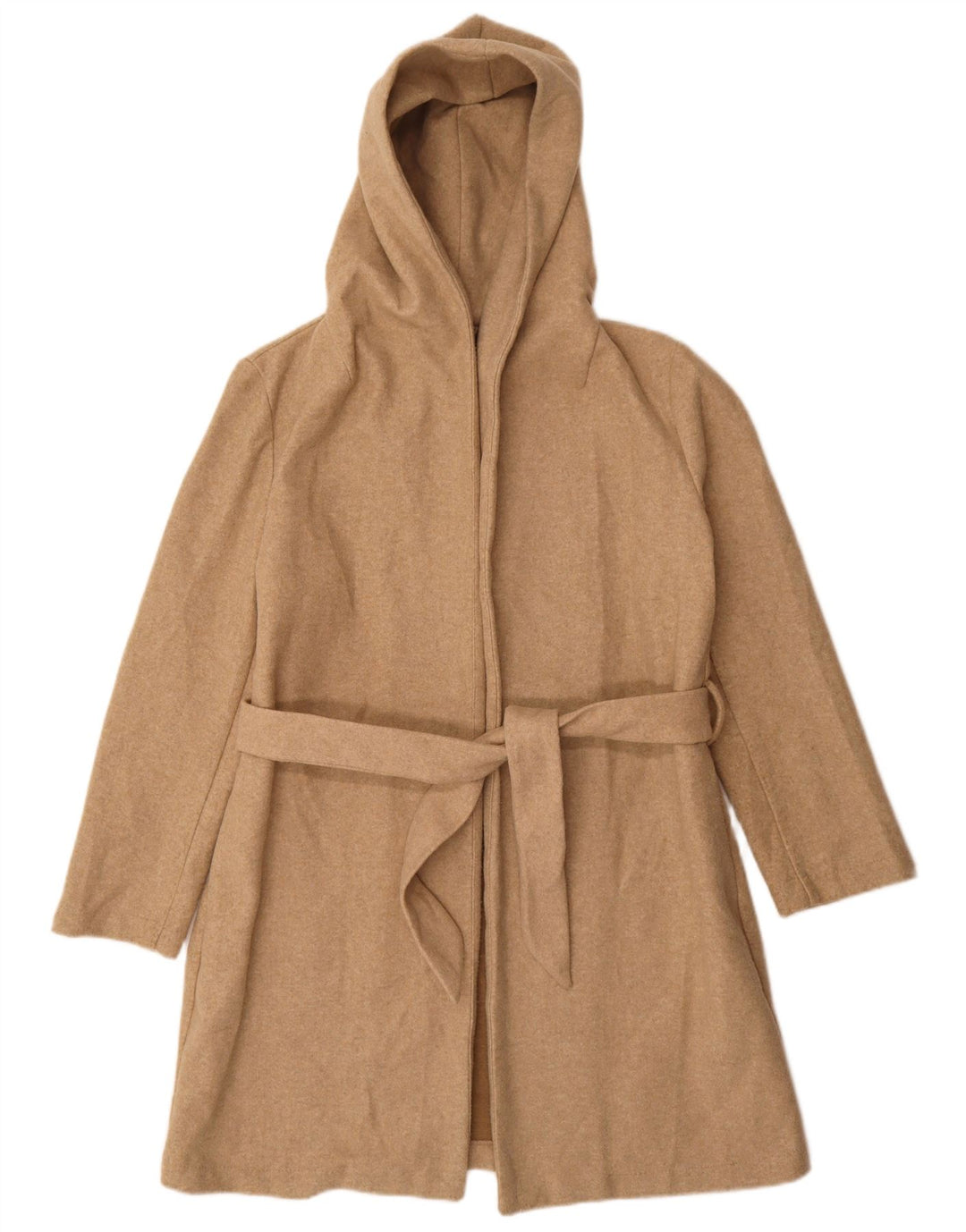 Zara Damen-Übergroßer Mantel mit Kapuze, UK 10, Größe S, Beige, Polyester