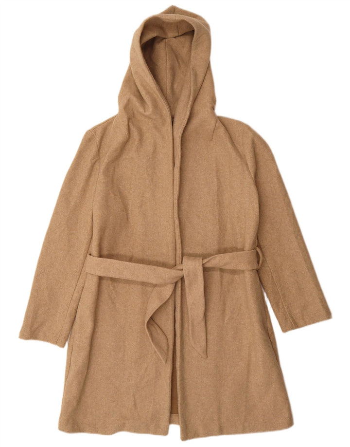 Zara Damen-Übergroßer Mantel mit Kapuze, UK 10, Größe S, Beige, Polyester