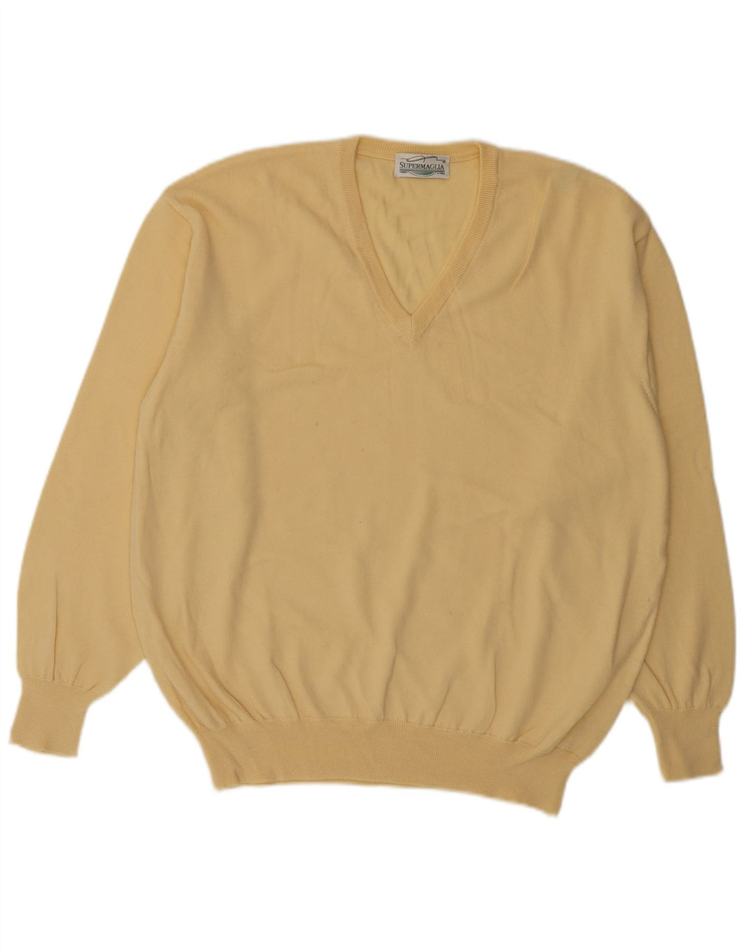 Supermaglia Herren-Pullover mit V-Ausschnitt aus mittelgelber Wolle