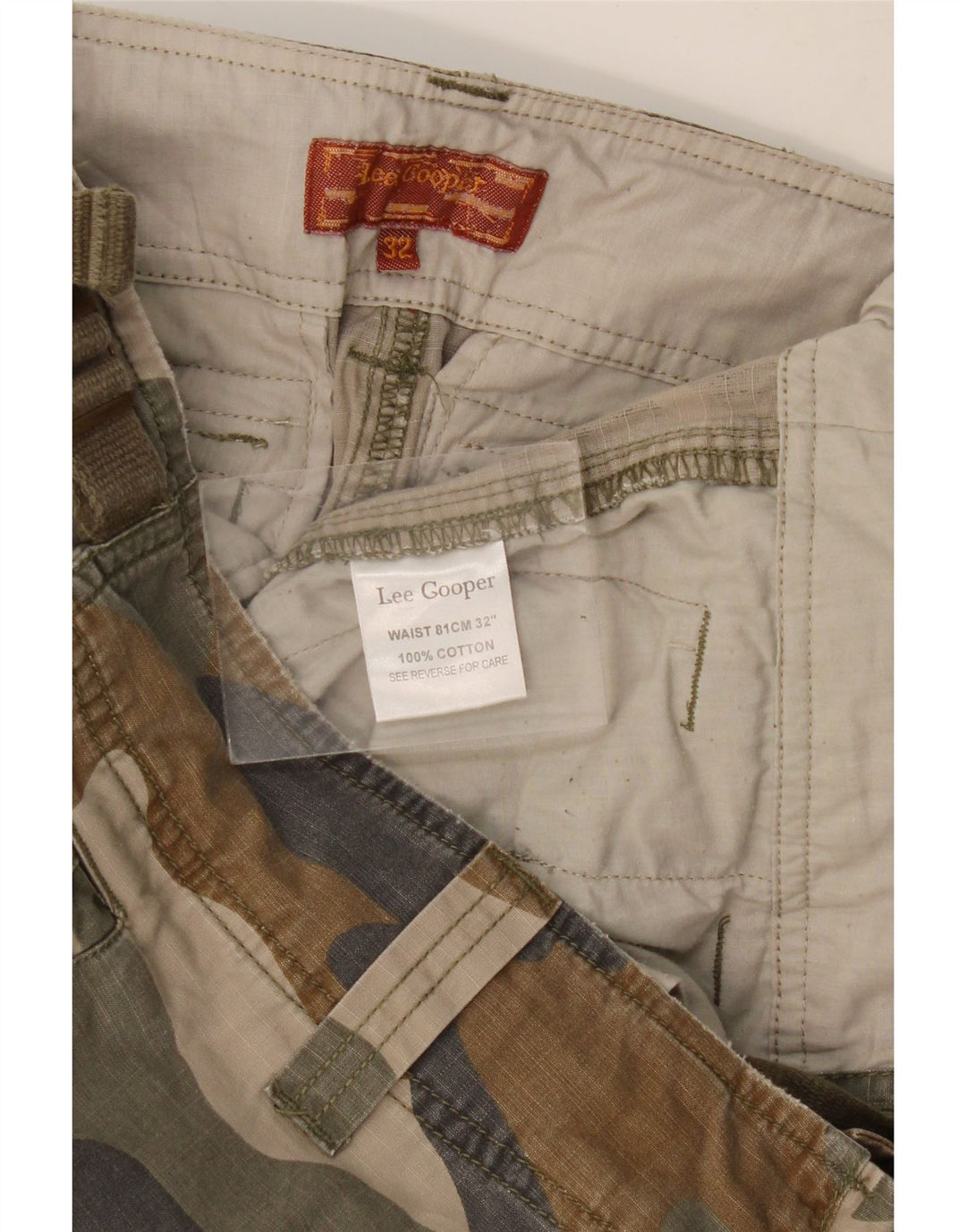 LEE Herren Cargoshorts W32 Medium Khaki Camouflage Baumwolle
