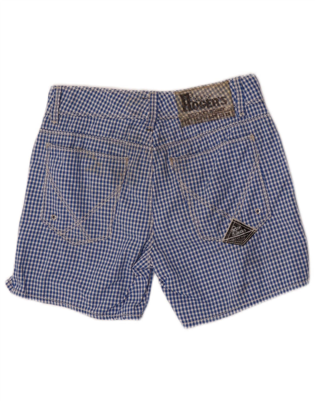 Roy Rogers Chino-Shorts für Jungen, 11–12 Jahre, W26, blaues Gingham-Polyamid