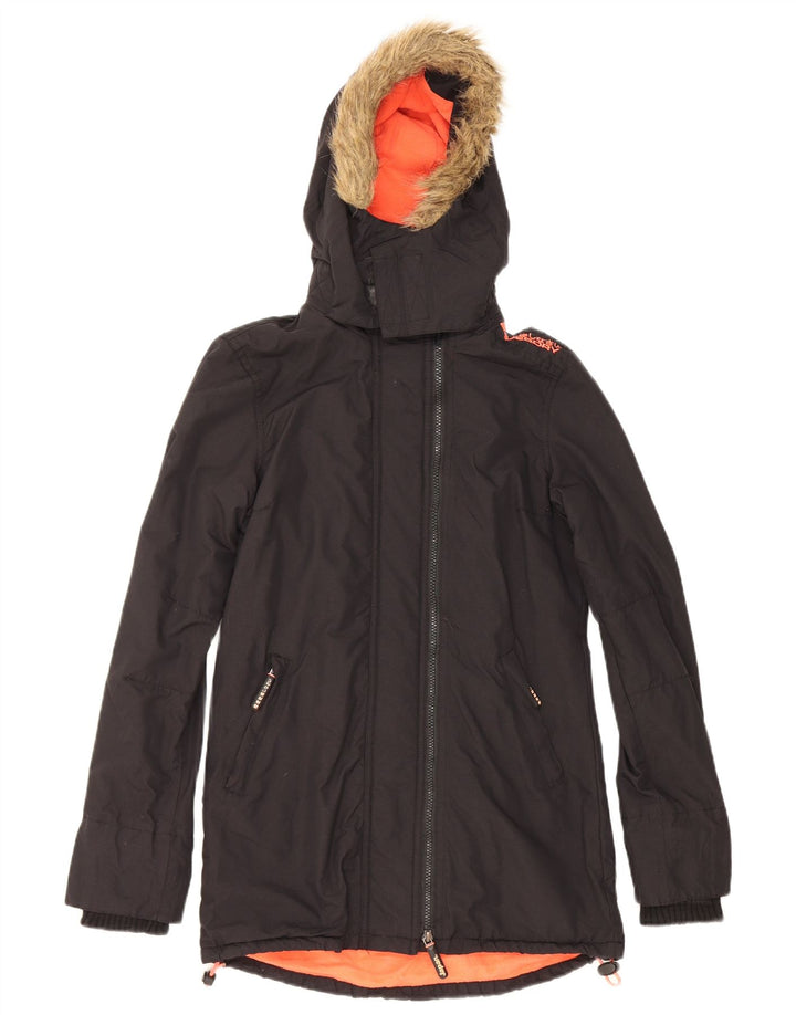 Superdry Damen-Parka mit Kapuze, UK 6, XS, Schwarz, Polyester