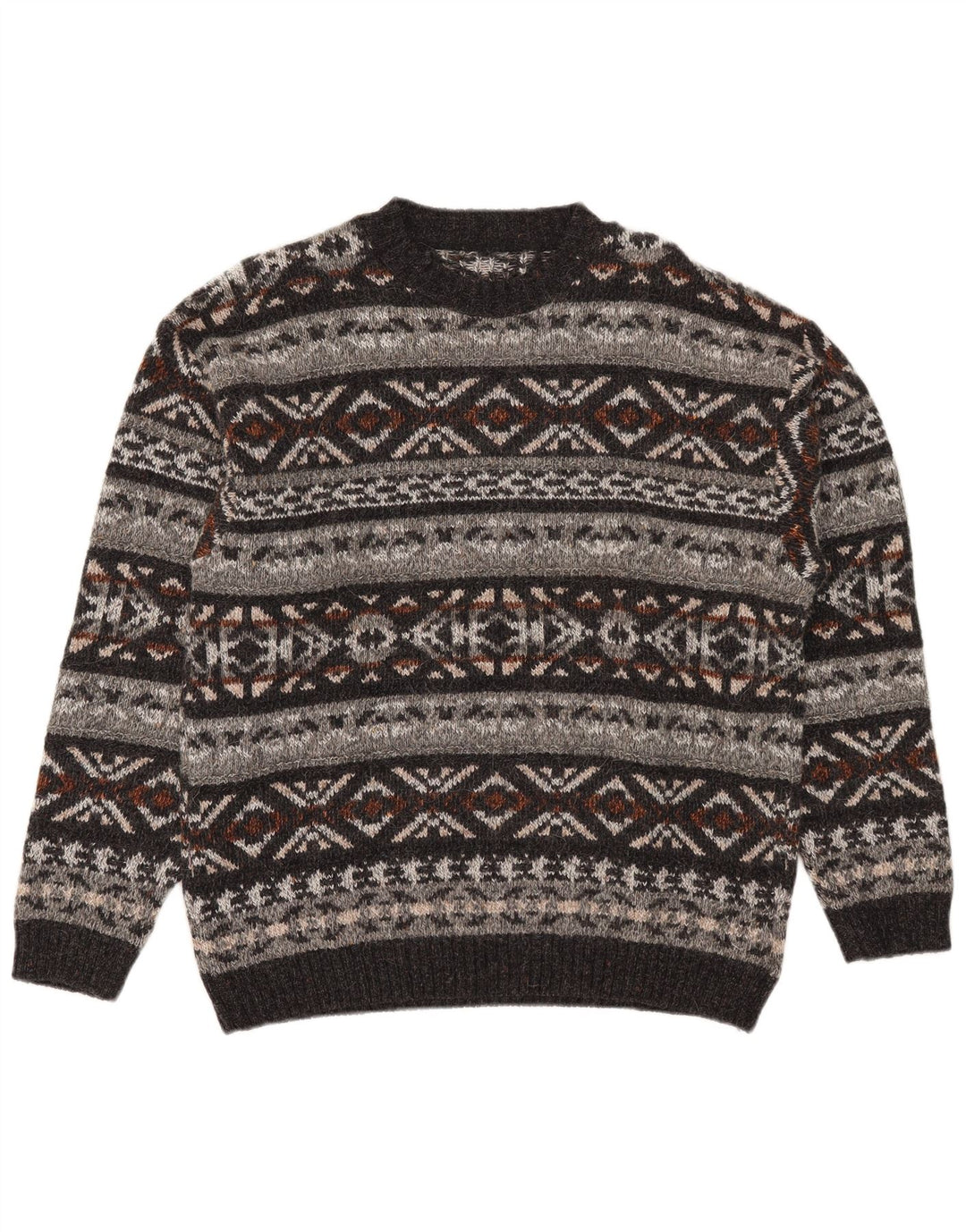 Vintage Herren-Pullover mit Rundhalsausschnitt, mittelgroß, mehrfarbig, Fair Isle