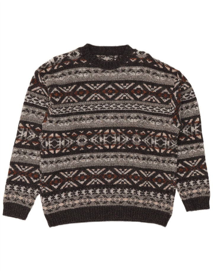 Vintage Herren-Pullover mit Rundhalsausschnitt, mittelgroß, mehrfarbig, Fair Isle