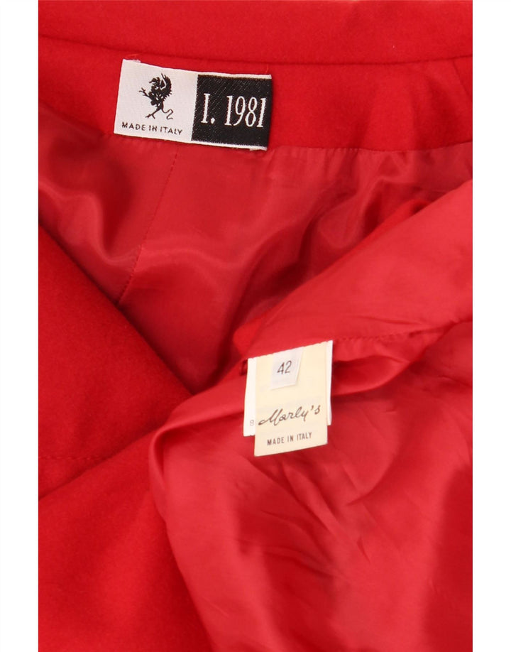 Vintage Damen Zweireihiger Mantel IT 42 Mittelrote Wolle