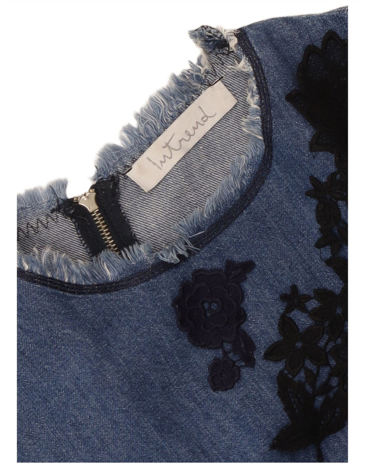 Intrend Damen Jeanskleid UK 14 Mittelblau geblümt