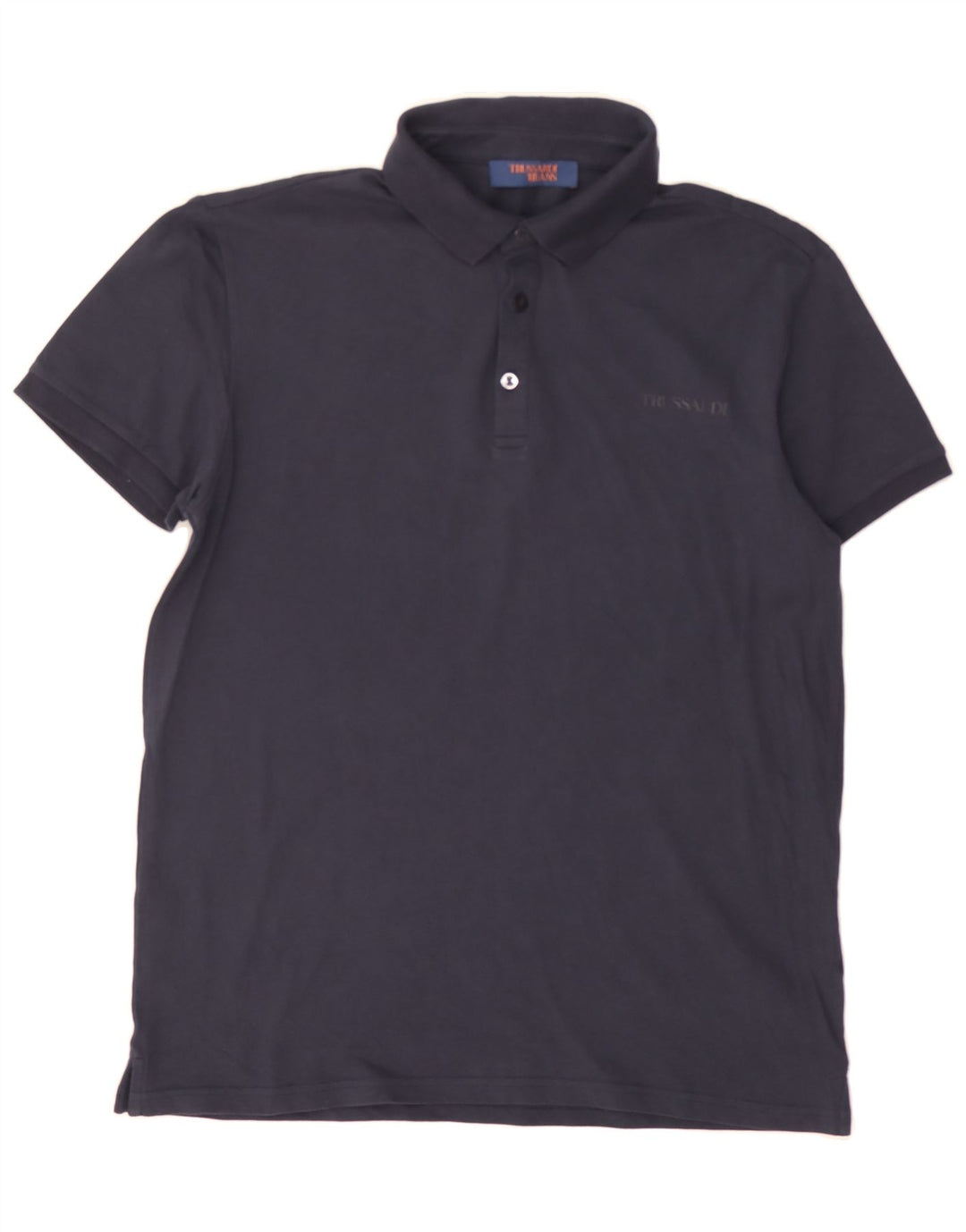 TRUSSARDI Mens Polo Shirt Medium Navy Blue Vintage Trussardi and Second-Hand Trussardi from Messina Hembry 