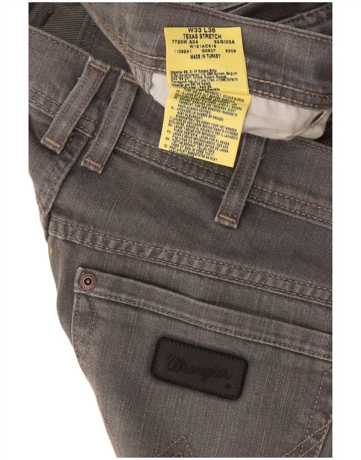 Wrangler Herren Texas Stretch Straight Jeans W33 L36 Graue Baumwolle