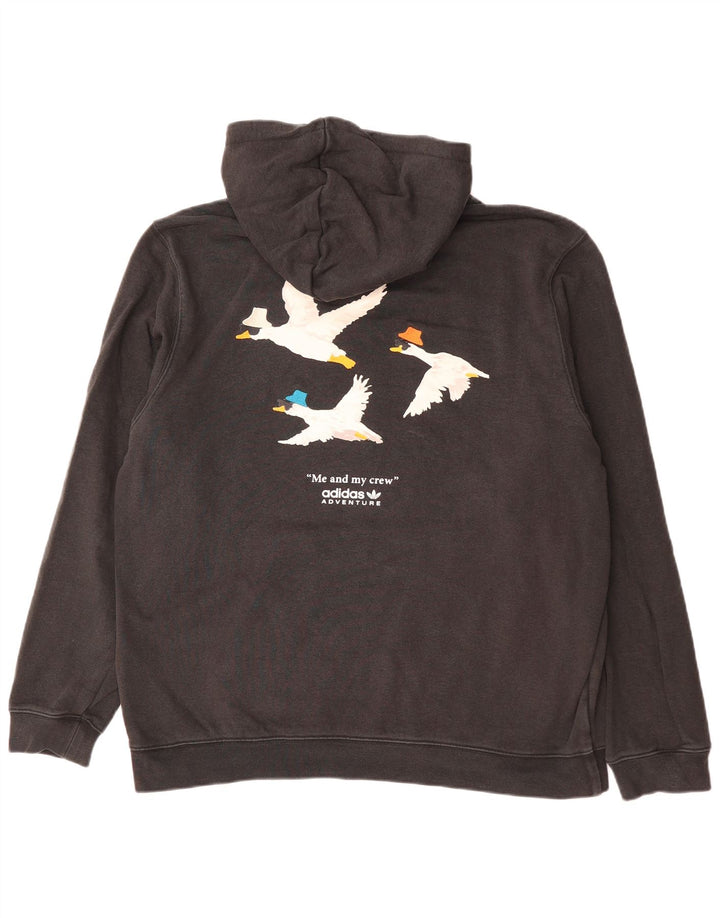 ADIDAS Herren Adventure Graphic Hoodie Pullover XL Schwarz Baumwolle