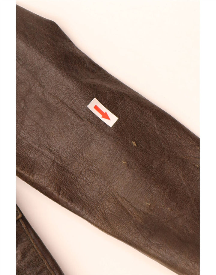 XDYE Damen-Militärlederjacke, Größe S, Khaki, Leder