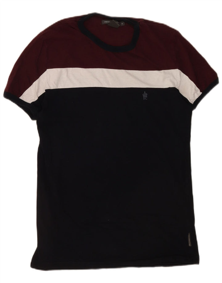 French Connection Herren-T-Shirt-Oberteil, mittelgroß, Burgunderrot, Colourblock-Baumwolle