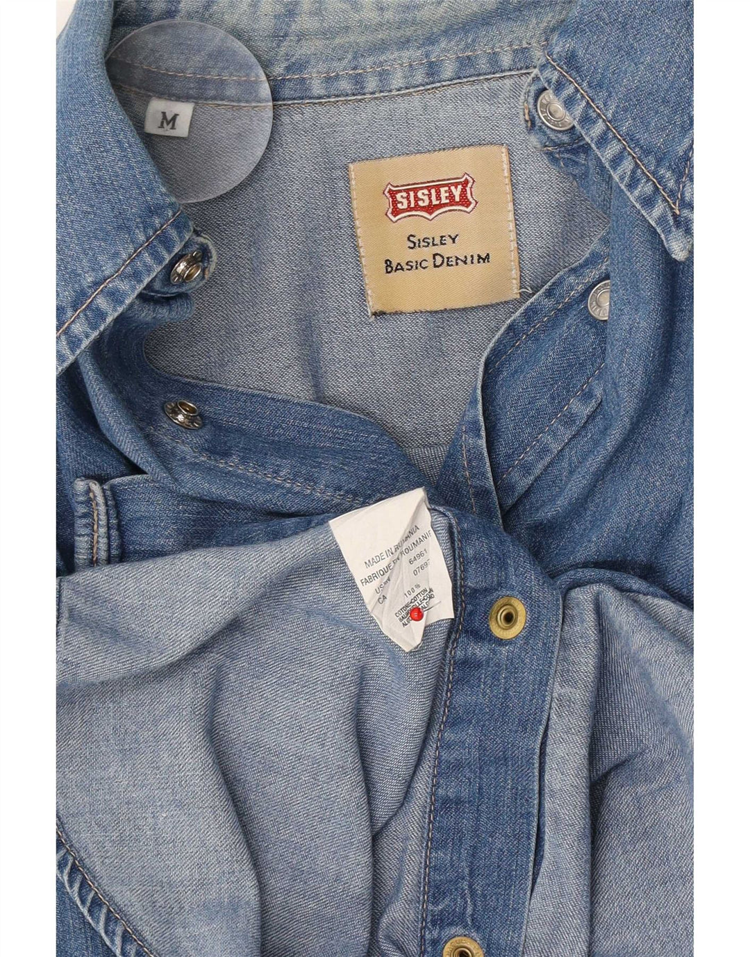 Sisley Herren-Jeanshemd aus mittelblauer Baumwolle