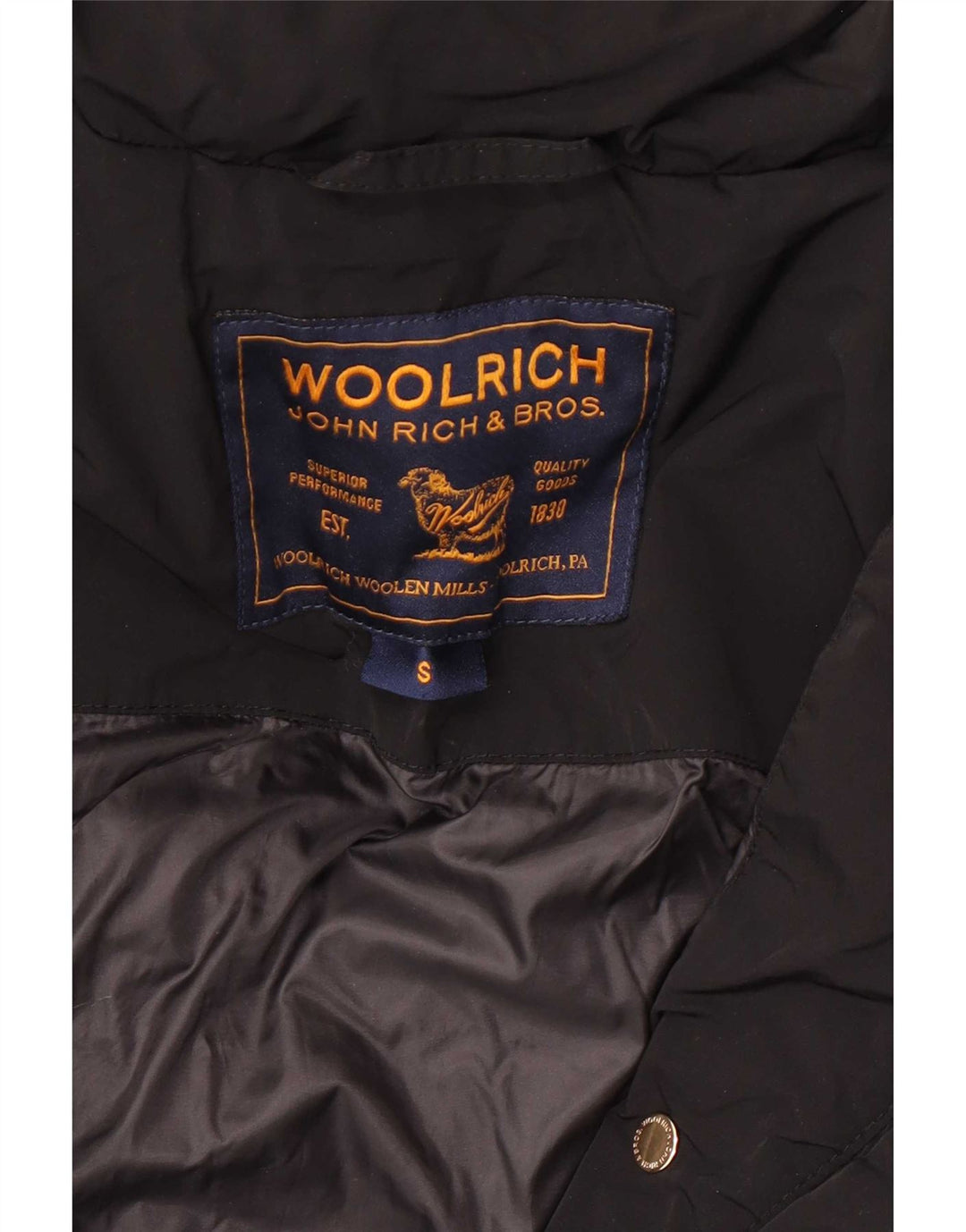 Woolrich Wattierte Damenjacke mit Kapuze, UK 10, Größe S, Schwarz, Polyester