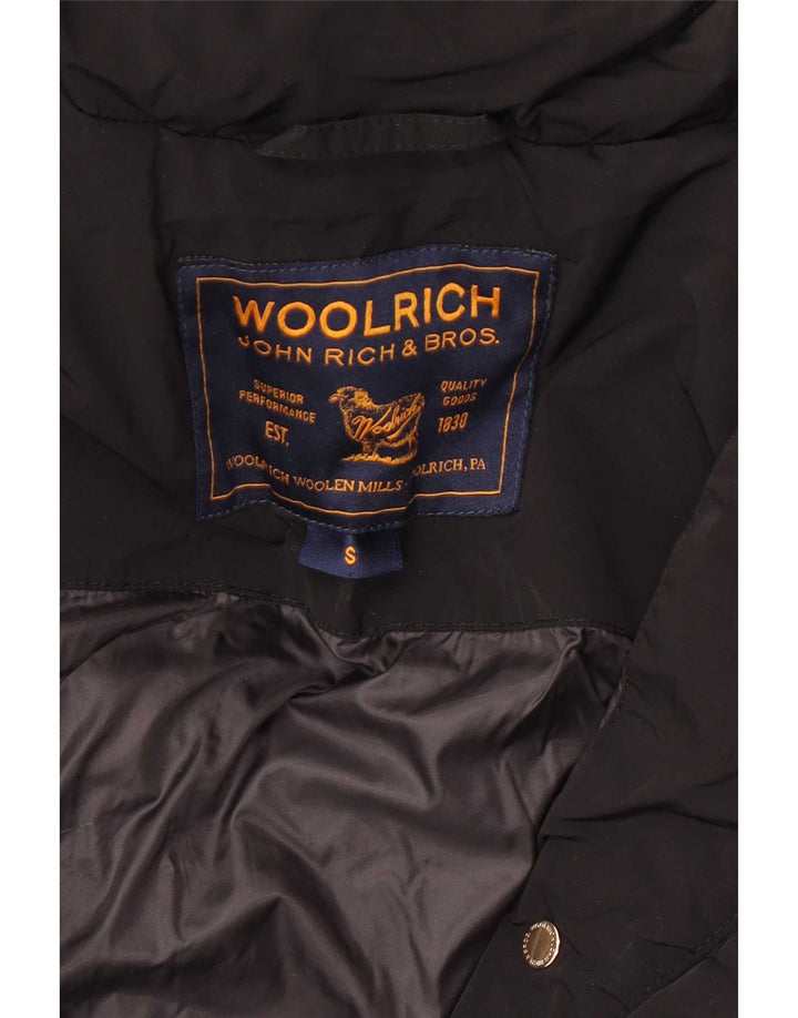Woolrich Wattierte Damenjacke mit Kapuze, UK 10, Größe S, Schwarz, Polyester