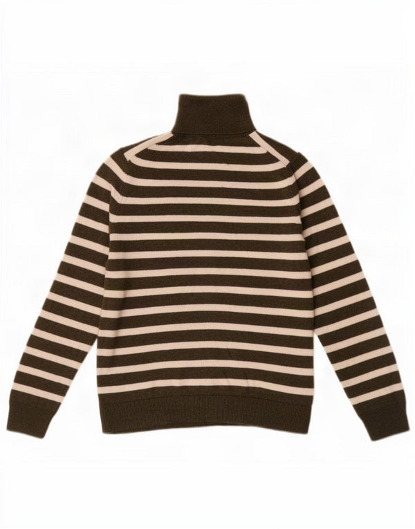 Massimo Dutti Damen Rollkragenpullover Pullover UK 12 Mittel Khaki gestreift