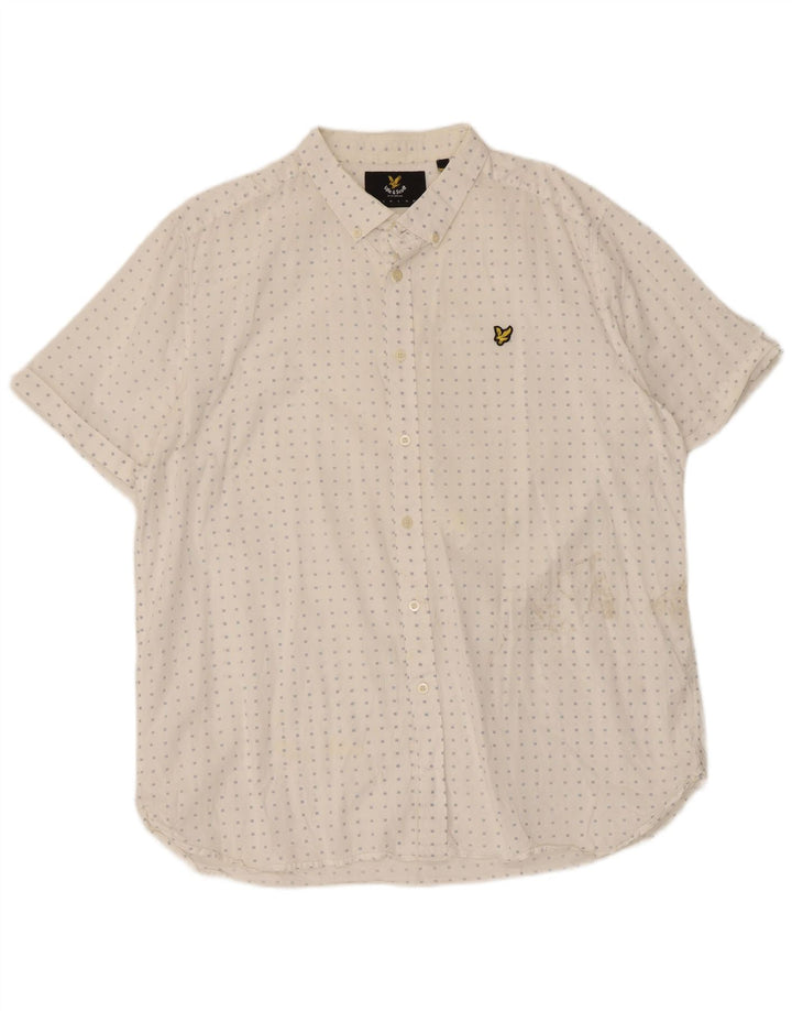 Lyle & Scott Herren Kurzarmhemd 2XL weiß gepunktete Baumwolle