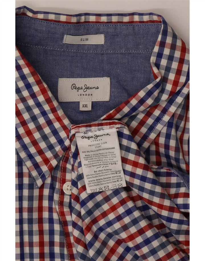 PEPE JEANS Slim-Hemd für Herren, 2XL, mehrfarbig, Gingham-Baumwolle
