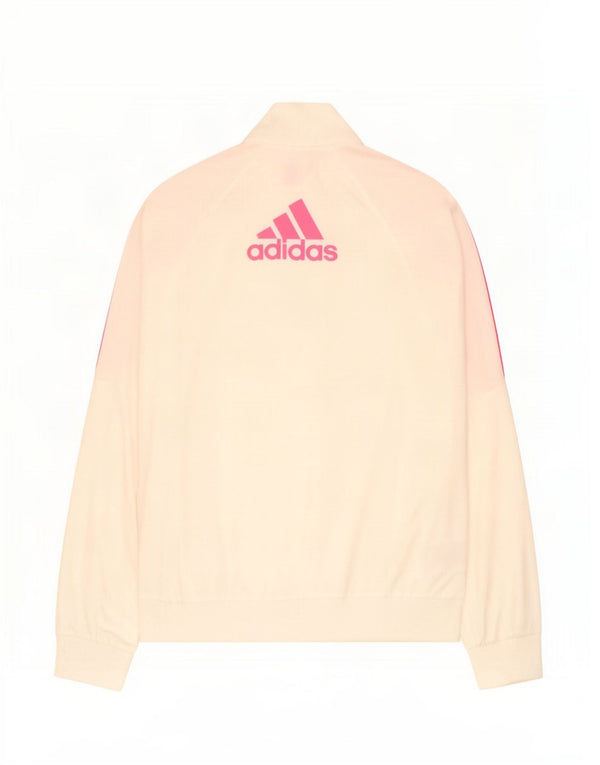 Adidas Mädchen-Trainingsanzug-Top-Jacke, 14–15 Jahre, cremefarbenes Polyester