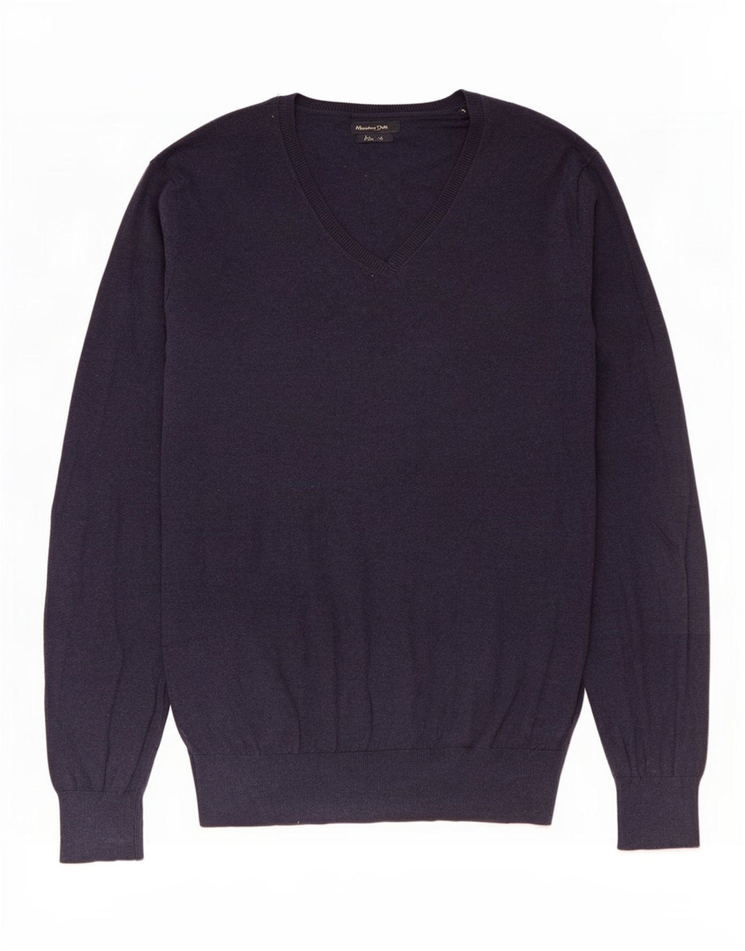 Massimo Dutti Herren-Pullover mit V-Ausschnitt in mittlerem Marineblau