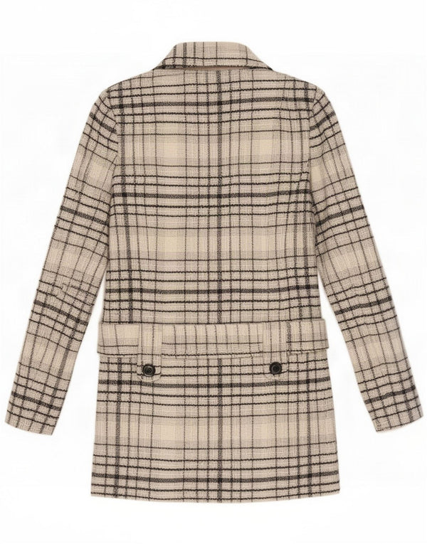 Jane Norman Womens Overcoat UK 8 Small Grey Check Wool