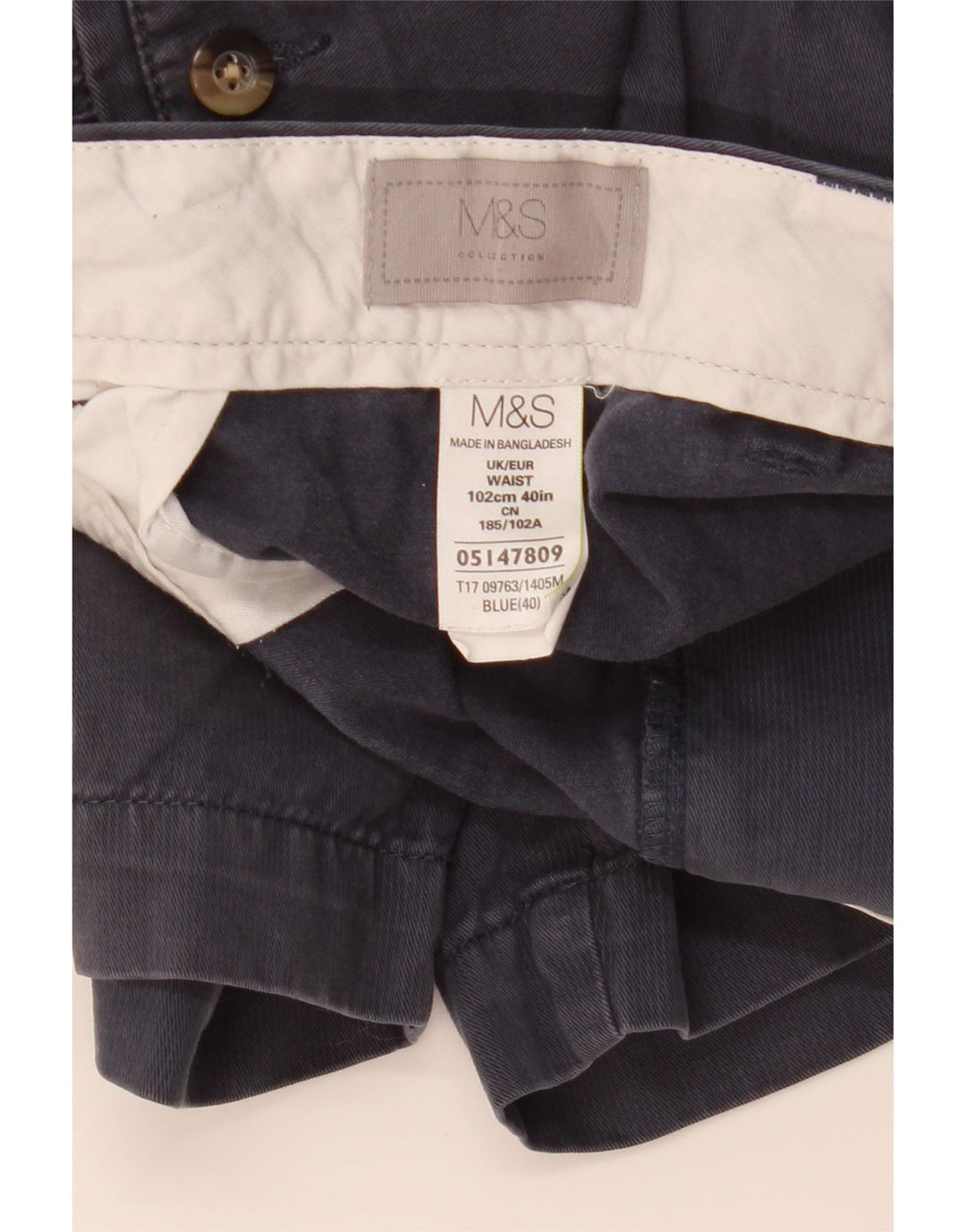 MARKS & SPENCER Herren Chinoshorts W40 XL Blaue Baumwolle