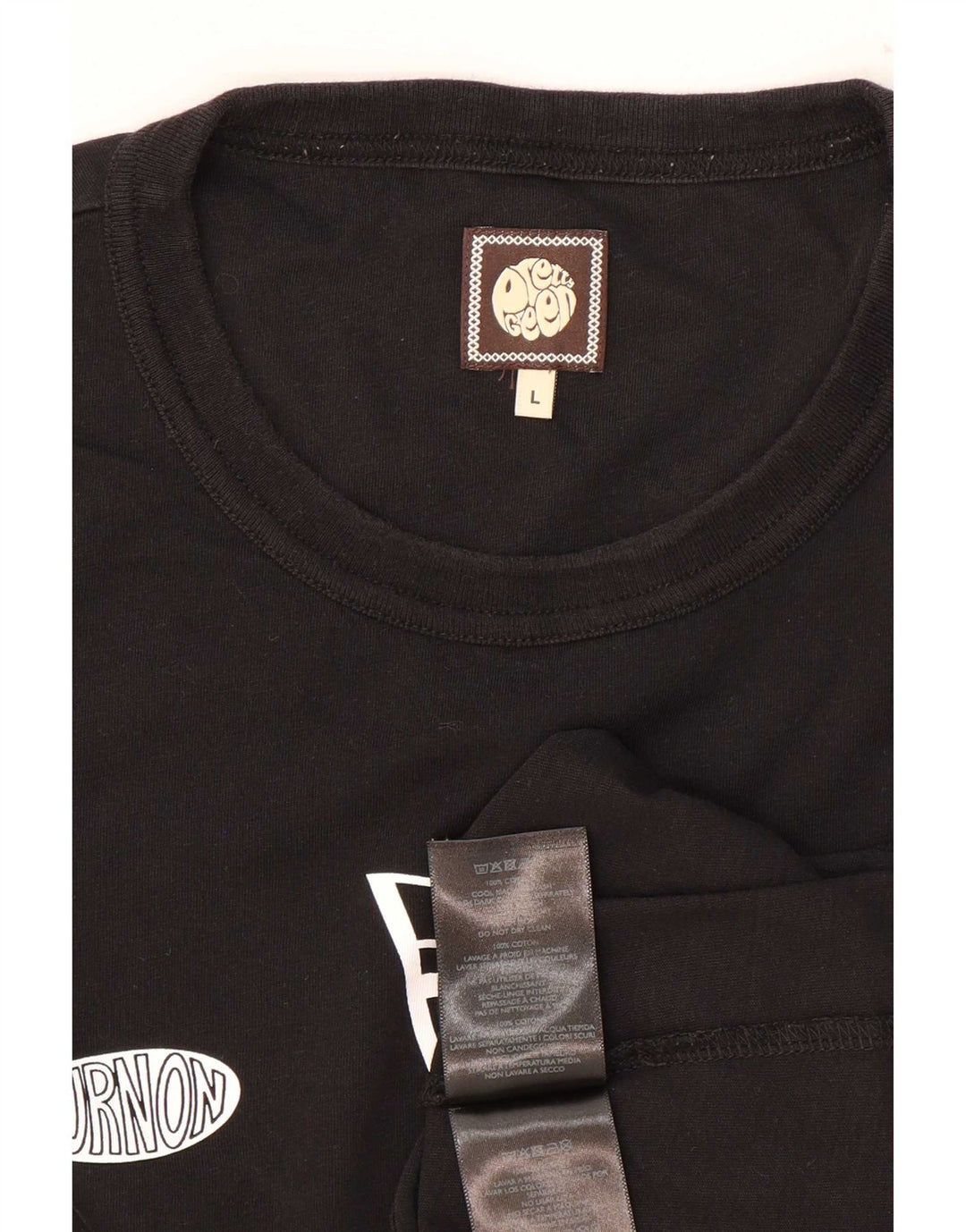 Pretty Green Herren-Oberteil mit Grafik, langärmlig, groß, aus schwarzer Baumwolle