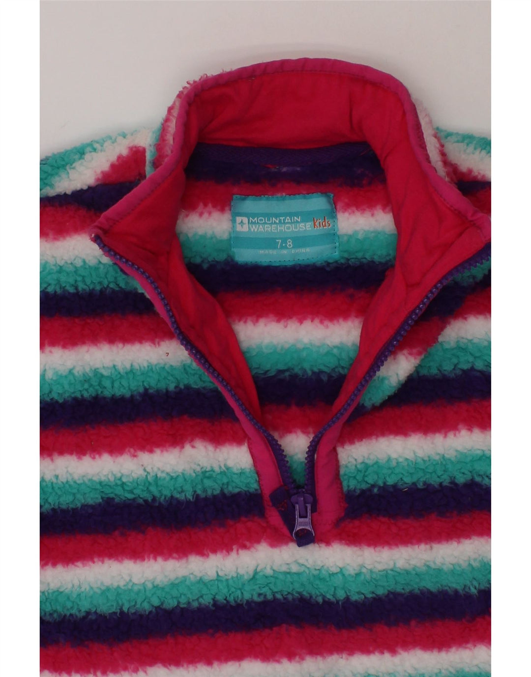 MOUNTAIN WAREHOUSE Girls Fleece Jumper 7-8 Years Multicoloured Striped Vintage Mountain Warehouse and Second-Hand Mountain Warehouse from Messina Hembry 