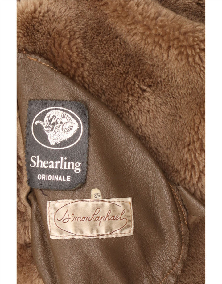 Vintage Herren Shearling Jacke IT 52 XL Beige Shearling