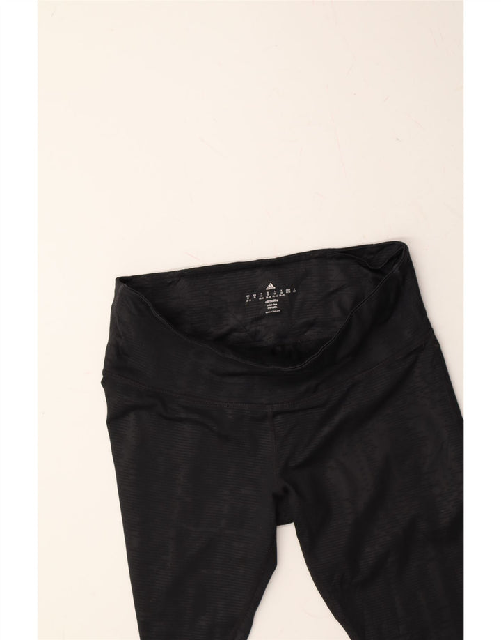 ADIDAS Womens Climalite Capri Leggings UK 12/14 Medium  Black Striped Vintage Adidas and Second-Hand Adidas from Messina Hembry 