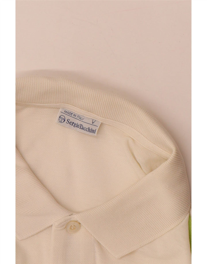 SERGIO TACCHINI Herren Poloshirt EU 50 Medium Off White Geometrische Baumwolle