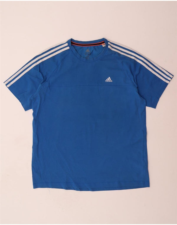 ADIDAS Herren Climalite T-Shirt Top Große blaue Baumwolle