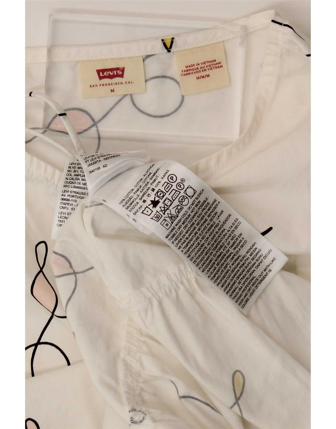 Levi's Damen-Übergröße-Zeltkleid mit abstraktem Muster, UK 14, Mittelweiß