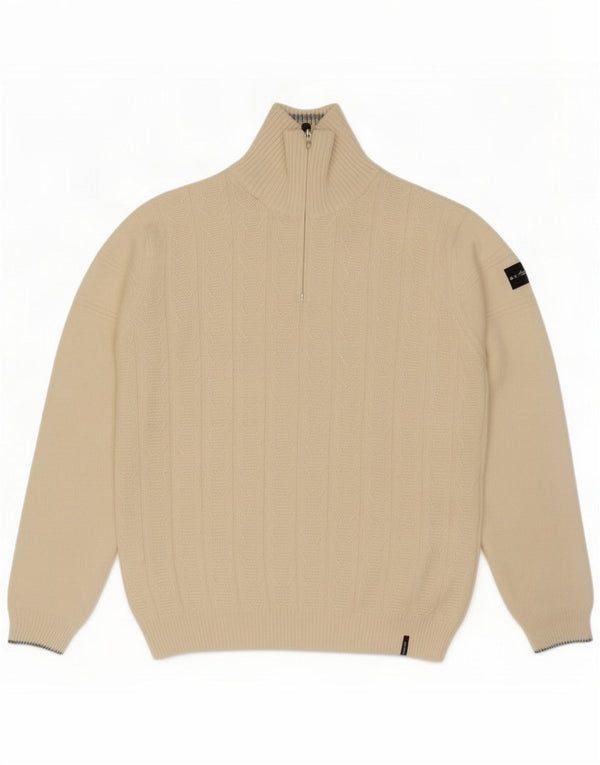 Il Granchio Mens Zip Neck Jumper Sweater Large White Wool