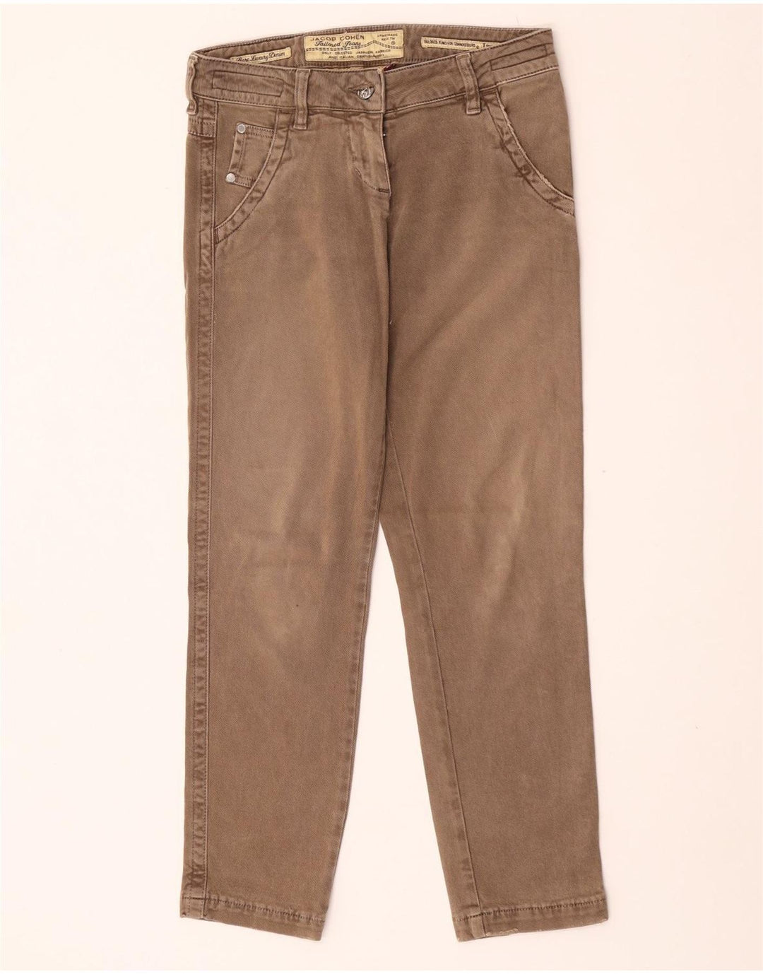 Jacob Cohen Damen maßgeschneiderte Slim-Jeans W27 L28 braune Baumwolle