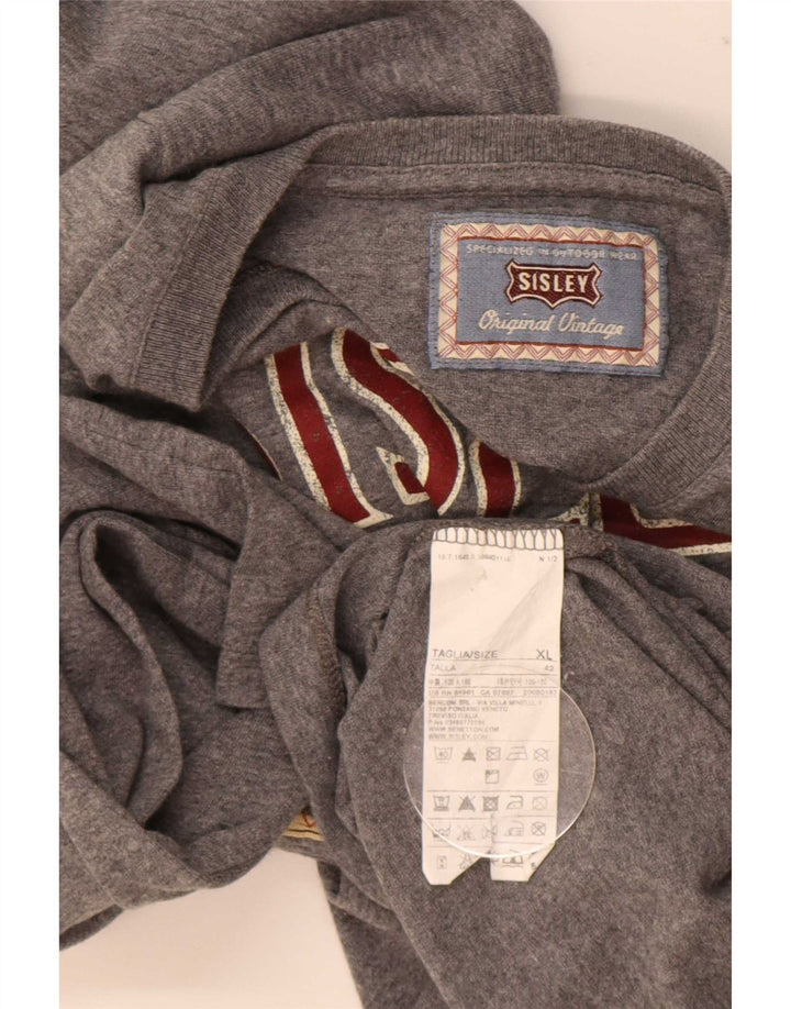 Sisley Herren Graphic Top Langarm XL Grau Baumwolle