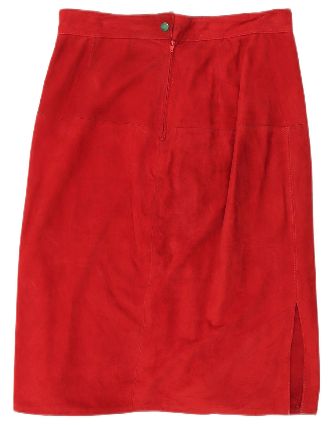 VINTAGE Damen Wildleder 2-teiliges Rockset UK 14 Medium W30 Rotes Leder