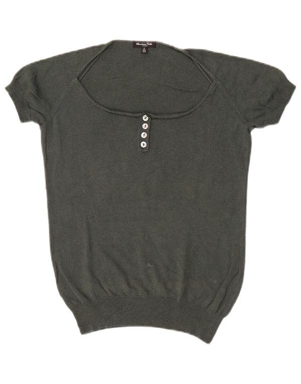 Massimo Dutti Damen-Pullover mit U-Boot-Ausschnitt, Gr. 10, Small Khaki