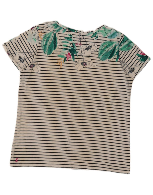 Joules Womens Graphic T-Shirt Top UK 14 Large Weiß gestreift