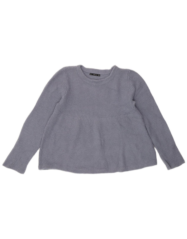Zara Damen-Pullover mit U-Boot-Ausschnitt, Gr. 14, großes blaues Nylon